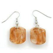 Hook Earrings Light Brown Marbled