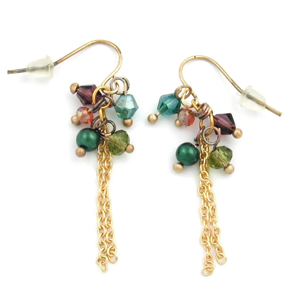 Hook Earrings Beads Multi Colour