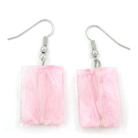 Hook Earrings Pillow Bead Pink