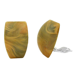 Clip-on Earring Trapezium Khaki Marbled