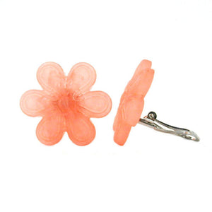 Clip-on Earring Flower Light Red Matte