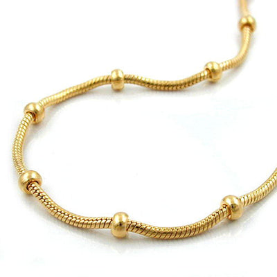 Bracelet, Snake And Ball Chain, Gold Plated, 19cm