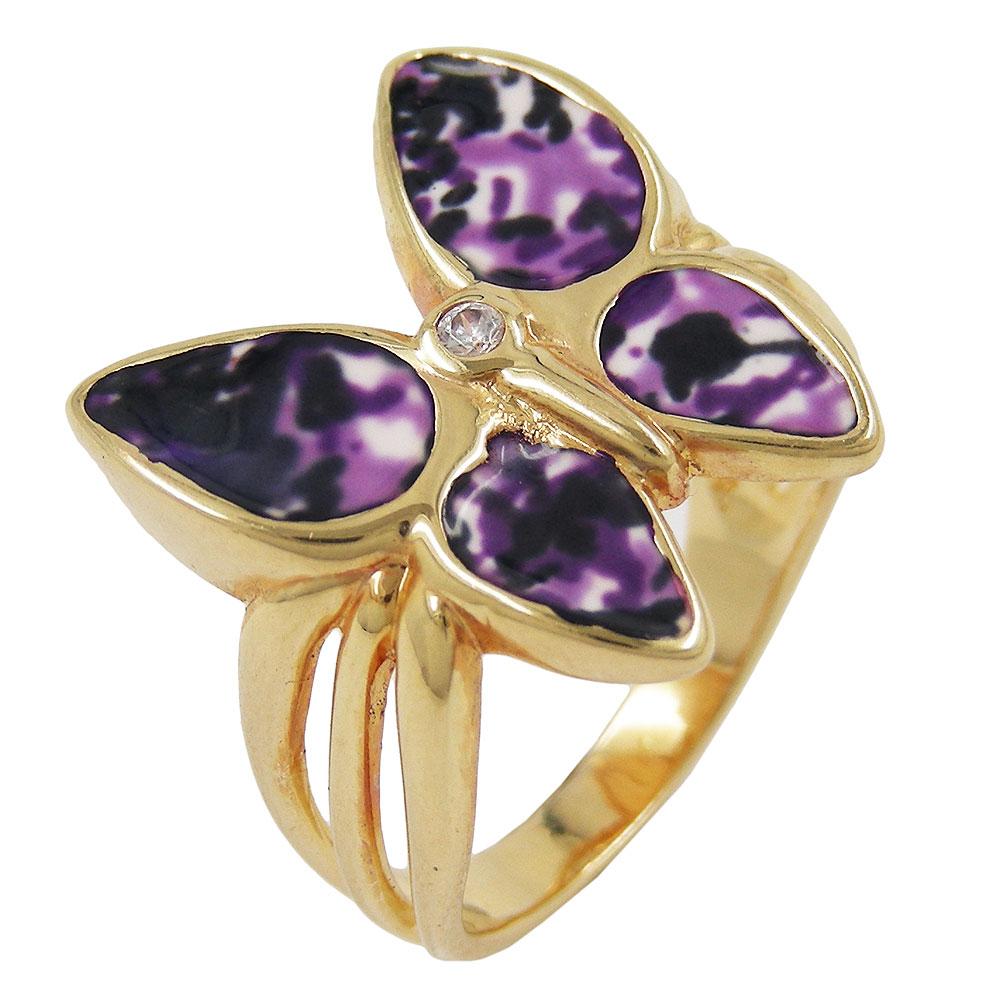 Ring, 18ct Gold Plated, Butterfly, Zirconia