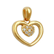 Pendant Heart In Heart Zirconia 3 Micron Gold-plated