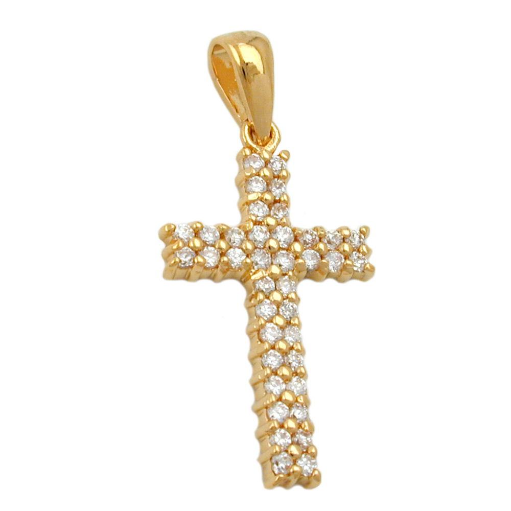 Pendant Cross With Zirconia 3 Micron Gold-plated