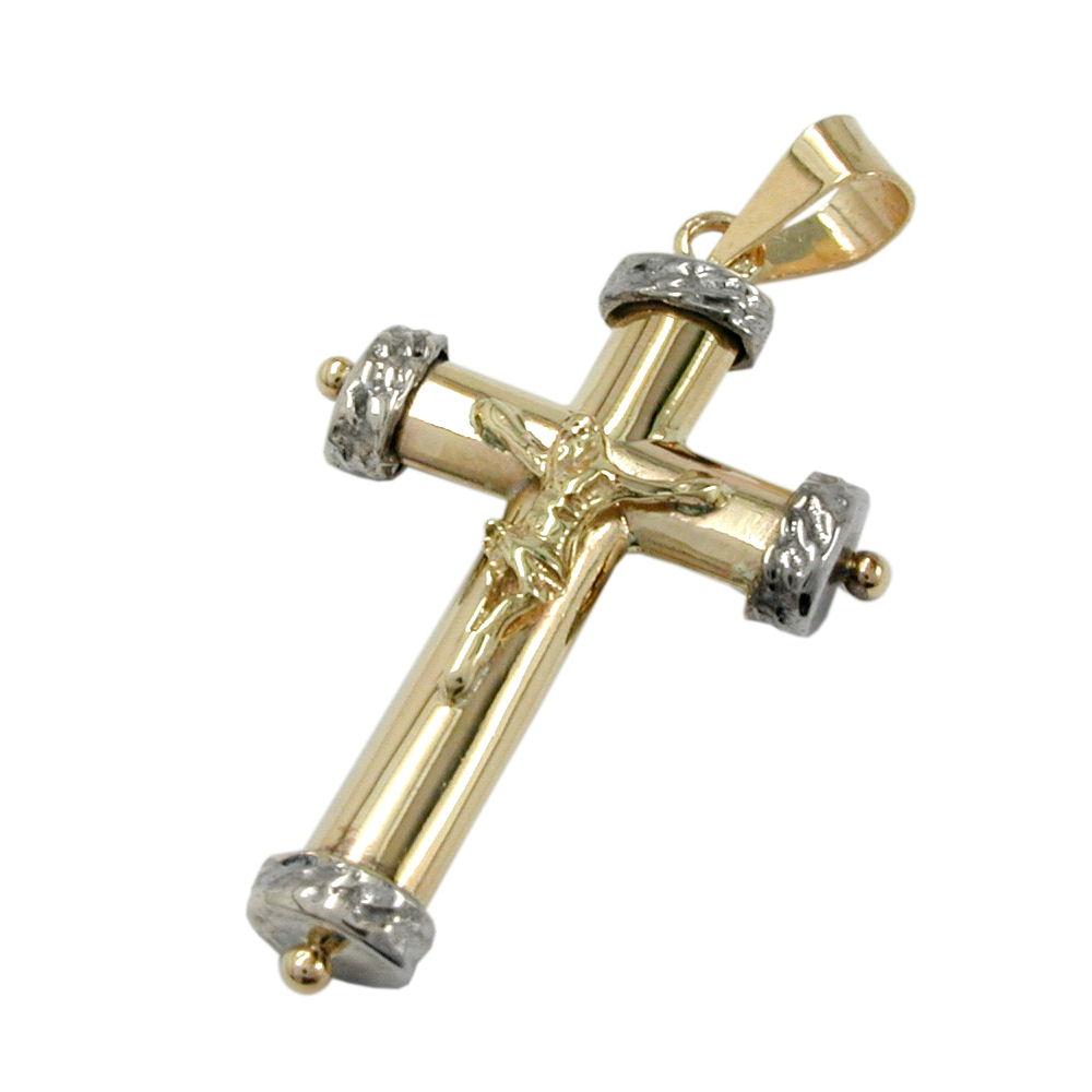 Pendant Crucifix Two Tone 9k Gold