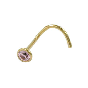 Nose Stud Cubic Zirconia Pink 18k Gold