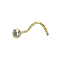 Nose Screw White Cubic Zirconia 9k Gold