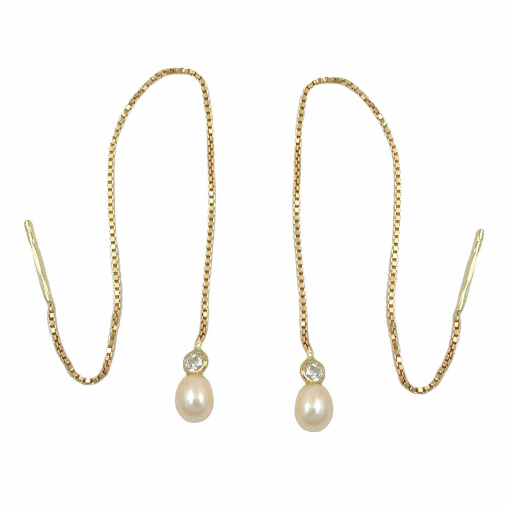 Earrings Thread Box Chain 93mm 9k Gold