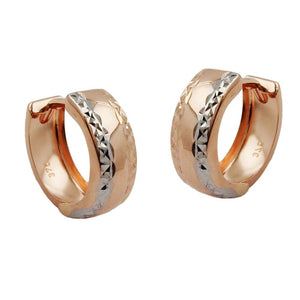 Hoop Earrings Diamond Cut Bi-colour 9k Red Gold