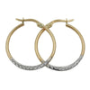 Hoop Earrings Bicolour Diamond Cut 9k Gold