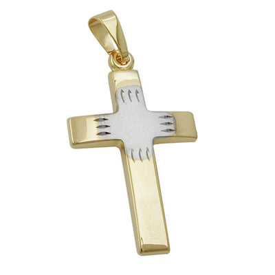 Pendant Cross Bicoloured 9k Gold