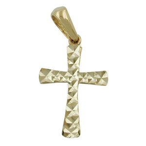 Pendant Cross Diamond Cut 9k Gold