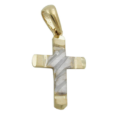 Pendant Cross Two Tone 9k Gold