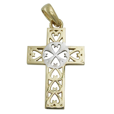 Pendant Cross Two Tone 9k Gold