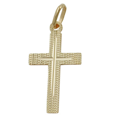 Pendant Cross Diamond Cut 9k Gold