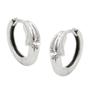 Hoop Earrings Zirconias 9k White Gold