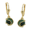 Earrings Leverback Malachite 8k Gold