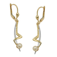 Leverback Earrings Pearl 9k Gold