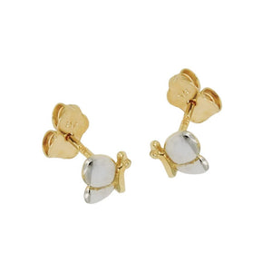 Stud Earrings Butterfly Bicolor 9k Gold