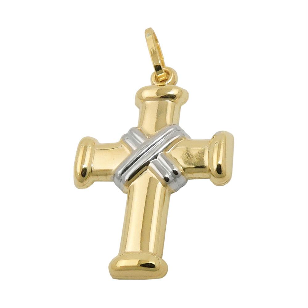 Pendant Cross Rhodium-plated 9k Gold