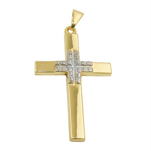 Pendant Cross Rhodium-plated 9k Gold