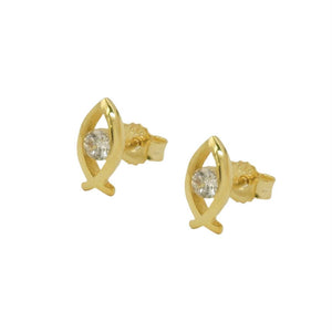 Earring Studs Fish Jesus-sign 9k Gold