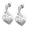 Earstuds Pierced Hearts Hanger Open Work Silver 925