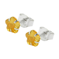 Stud Earrings Zirconia Citrin Silver 925