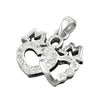 Double Heart 'Mom" Pendant Charm, Silver 925