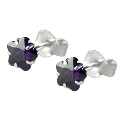 Stud Earrings Zirconia Amethyst-purple Silver 925