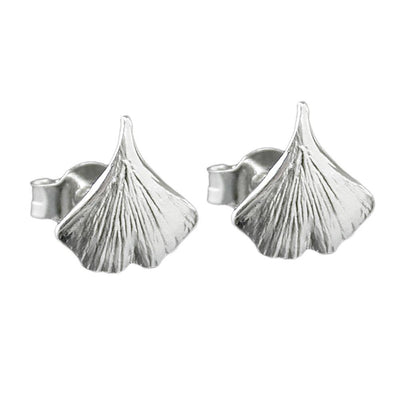 Earrings Studs Ginkgo Leaf Silver 925