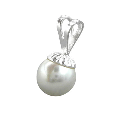 Pendant White Bead 8mm Silver 925