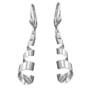 Leverback Earrings Spiral Band Hanger Silver 925