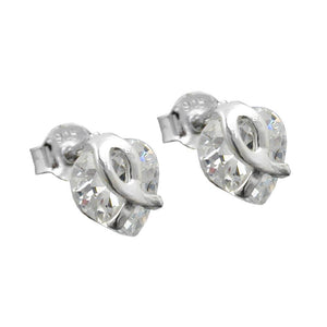 Stud Earrings Zirconia Heart Silver 925