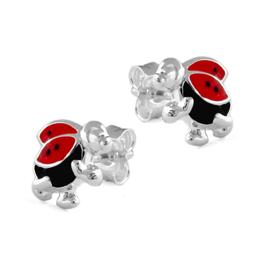 Earstuds Running Ladybird Silver 925