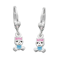 Earring Leverback Pink-blue Silver 925