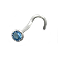 Nose Screw Zirconia Aqua Blue Silver 925