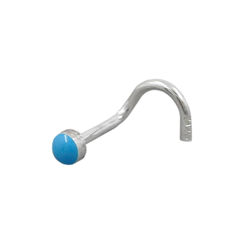 Nose Screw Blue Enamel Silver 925