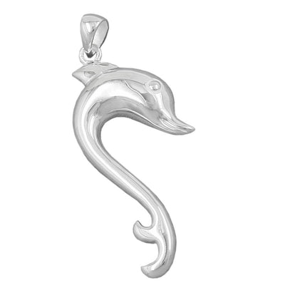 Big Dolphin 40mm x 17mm Charm Pendant, Silver 925