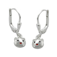 Leverback Earrings Cat Silver 925