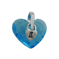 Pendant Heart Blue Glass Cyrstal Silver 925