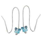 Chain Earrings Blue Butterfly Silver 925