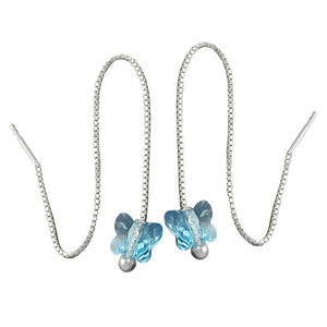 Chain Earrings Blue Butterfly Silver 925