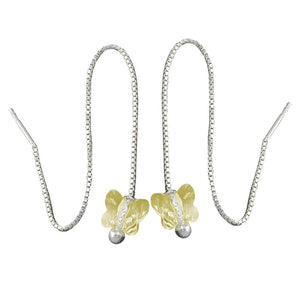 Chain Earrings Yellow Butterfly Silver 925