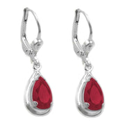 Leverback Earrings Artificial Ruby Silver 925