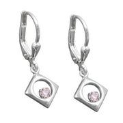 Leverback Earrings Pink Zirconia Silver 925