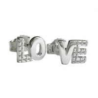 Stud Earrings Love Zirconia Silver 925