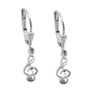 Leverback Earrings Clef Zirconia Silver 925