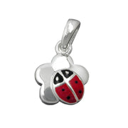 Pendant Ladybird On Flower Silver 925